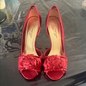 RAGAZZA Red Floral Peep-Toe Heels